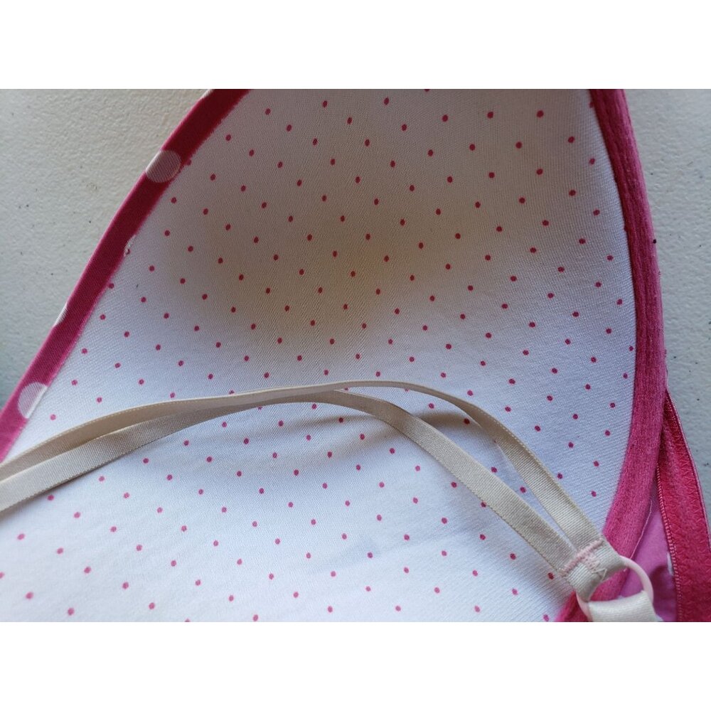 Aerie Womens 36D Bra Pink Polka Dot T-Shirt Underwire Bra Lightly Padded Comfy - Picture 9 of 10
